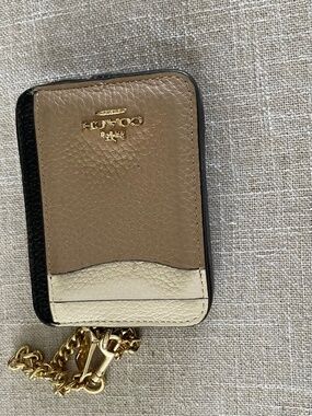 Coach Zip card case with chain